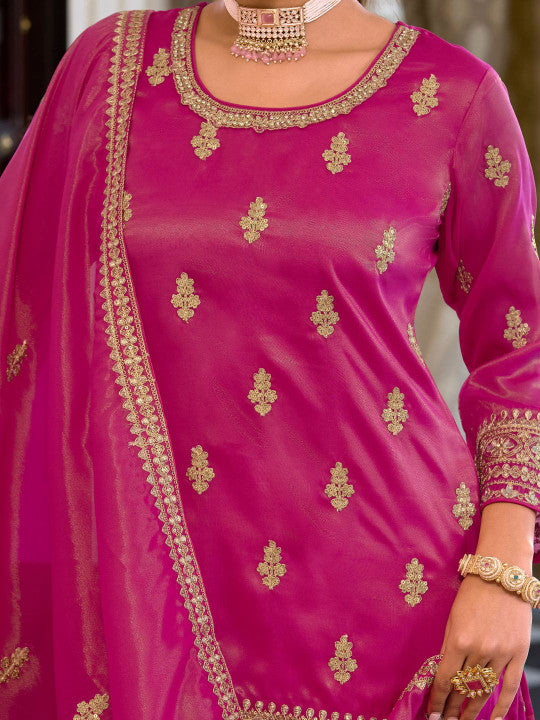 Indo Era Women Ethnic Motifs Embroidered Mirror Work Kurta with Palazzos & With Dupatta