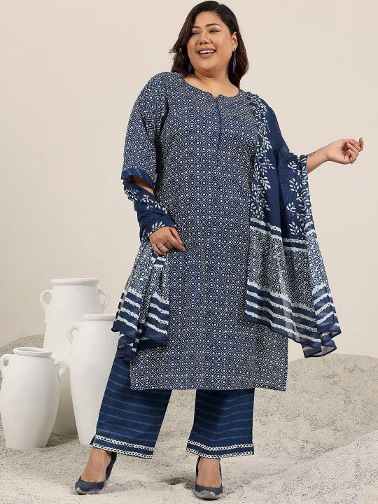 EXTRA LOVE BY LIBAS Women Printed Regular Kurta with Trousers & With Dupatta