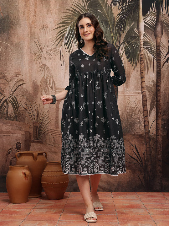 Printed A-Line Ethnic Dress