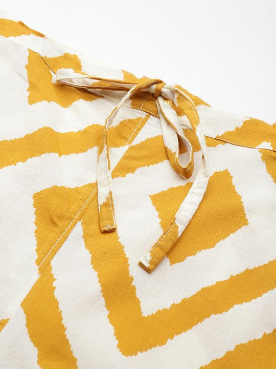 Printed Pure Cotton Tunic With Palazzos & Scrunchie