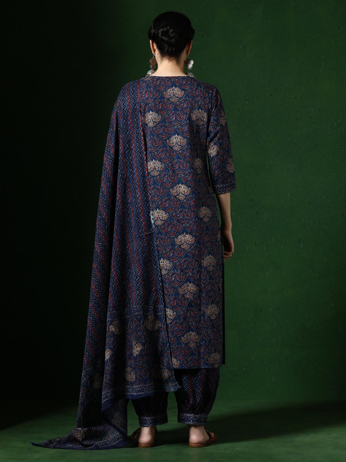 Floral Embroidered Straight Pure Cotton Kurta and Salwar and Dupatta (Set of 3)