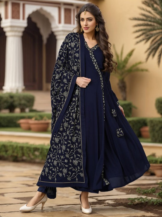 AHIKA Floral Embroidered Angrakha Kurta