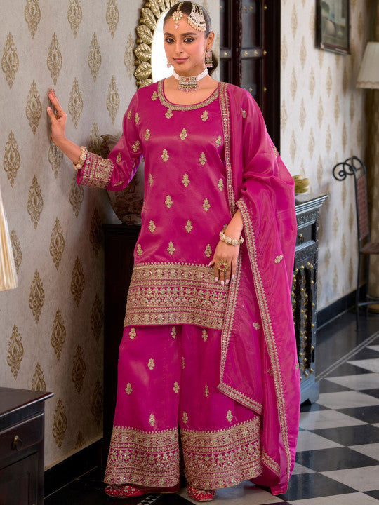 Indo Era Women Ethnic Motifs Embroidered Mirror Work Kurta with Palazzos & With Dupatta