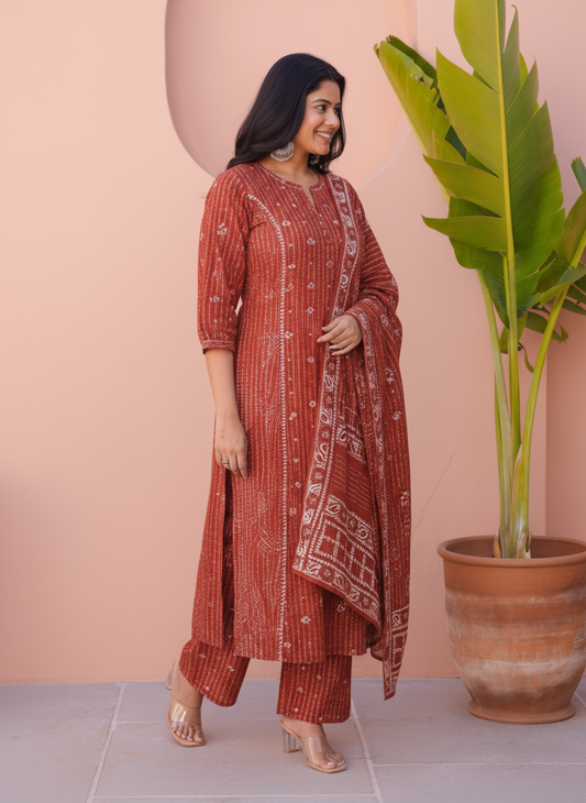 Embroidered Viscose Floral Flared Maroon Kurta