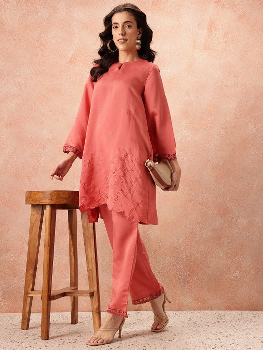 all about you Women Floral Embroidered Co-Ords
