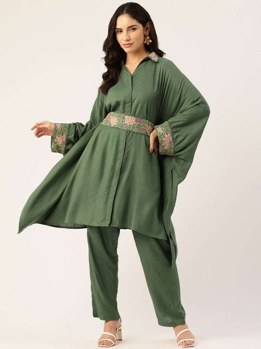 Kaftan Tunic With Trousers & Belt
