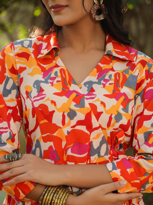 Women Multi Abstract Printed Co-Ord (Set of 2)