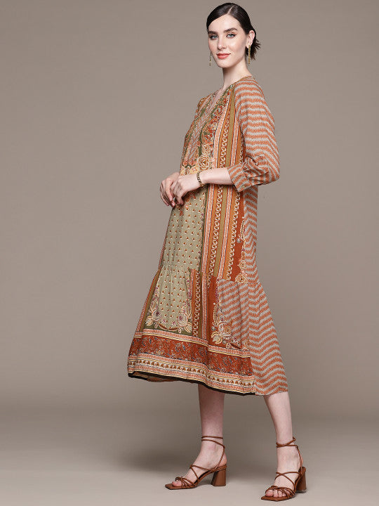 aarke Ritu Kumar Ethnic Motifs Print A-Line Midi Dress