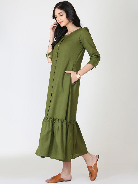 Abhishti Women Button Down A-Line Dress
