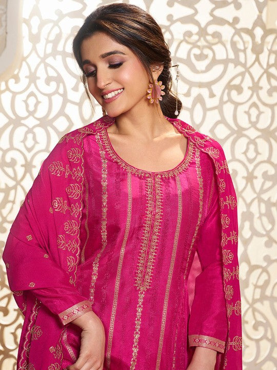 Neck Long Sleeves Ethnic Pure Silk Kurta