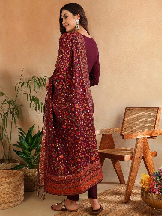 AHIKA Ethnic Motifs Woven Design Straight Kurta