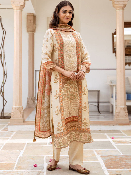 Ishin Women Ethnic Motifs Printed Regular Kurta with Trousers & With Dupatta