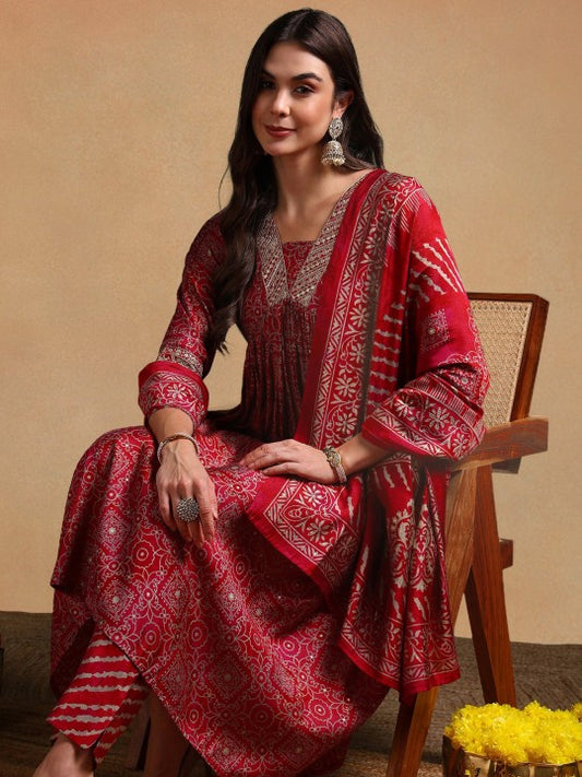 AHIKA Ethnic Motifs Printed Empire Anarkali Kurta