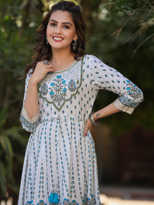 Printed Fit & Flared Anarkali Maxi Ethnic Dress