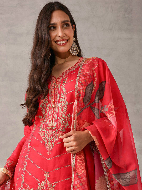 Ishin Women Ethnic Motifs Printed Kurta with Trouser & Dupatta