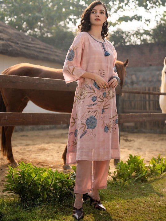 FREYAA Blossom Printed Pure Cotton Tunic With Trouser