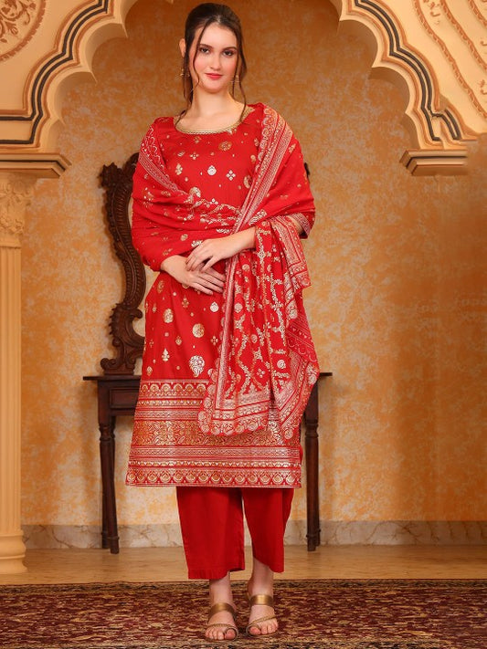 AURELIA Women Floral Printed Kurta with Palazzo & Dupatta