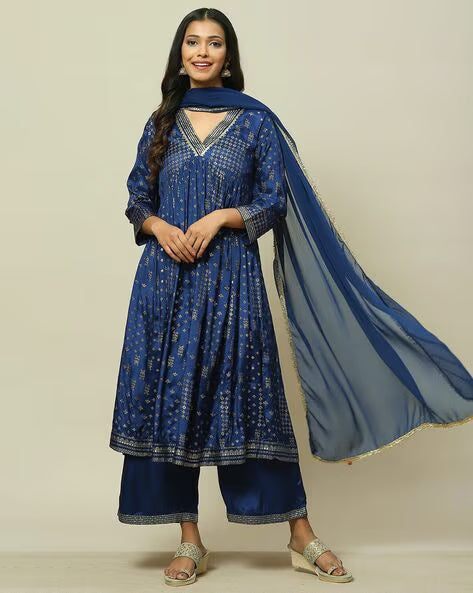 Women Floral Print Aliya Kurta Set with Dupatta