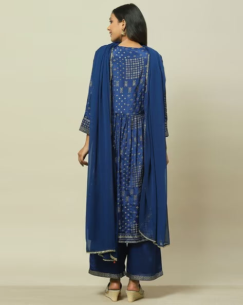 Women Floral Print Aliya Kurta Set with Dupatta