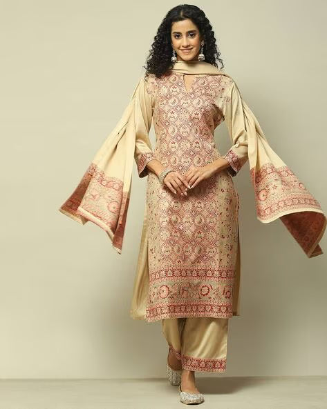 Women Floral Print Straight Kurta with Palazzos & Dupatta