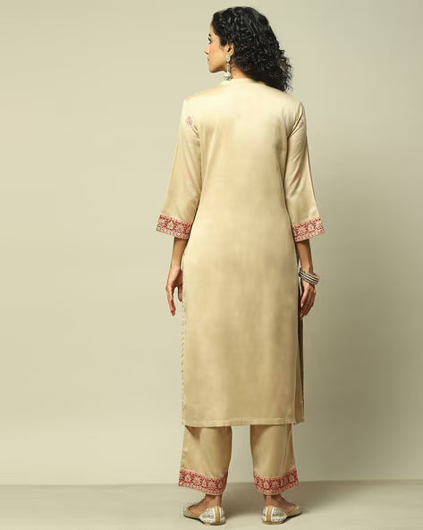Women Floral Print Straight Kurta with Palazzos & Dupatta