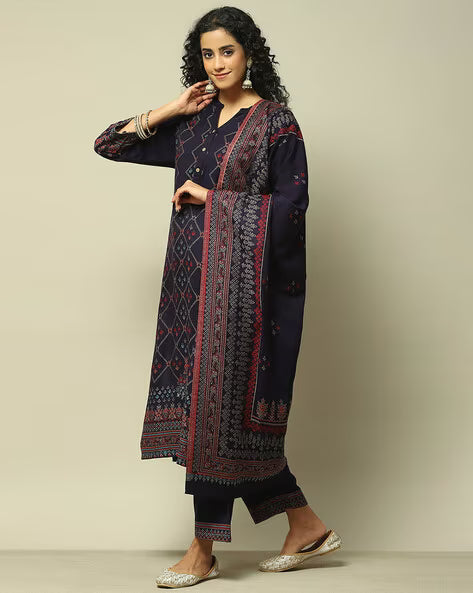 Women Floral Print Straight Kurta with Palazzos & Dupatta