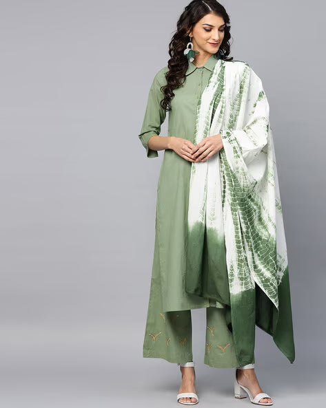 Textured Straight Kurta Set