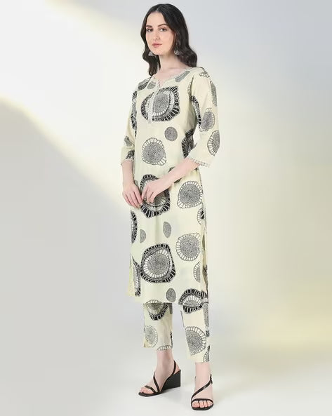 Women Printed Straight Kurta Suit Set