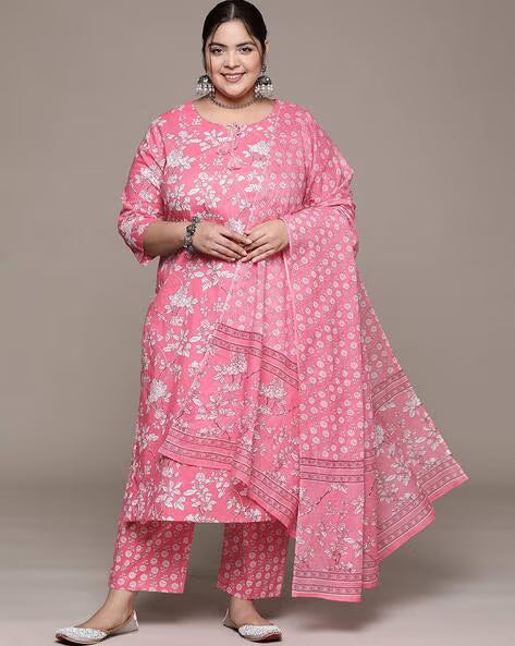Women Floral Print Straight Kurta Set