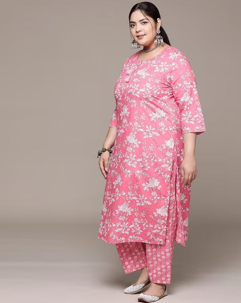 Women Floral Print Straight Kurta Set