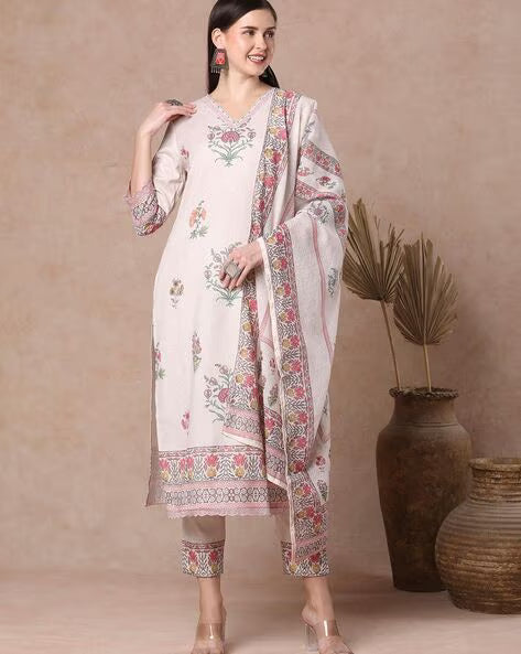Women Cotton Straight Kurta Set