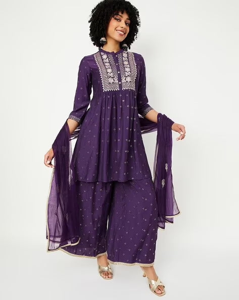 Women Embroidered A-Line Kurta Set