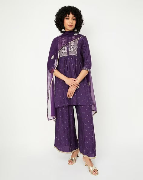 Women Embroidered A-Line Kurta Set
