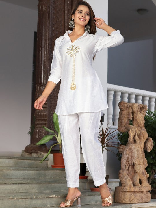 HIGHLIGHT FASHION EXPORT Self Design Tunic & Trousers