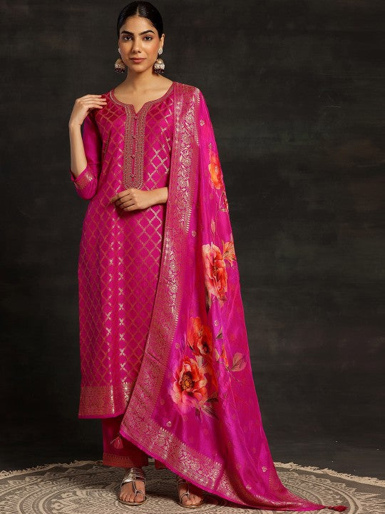 Floral Woven Design Regular Kurta