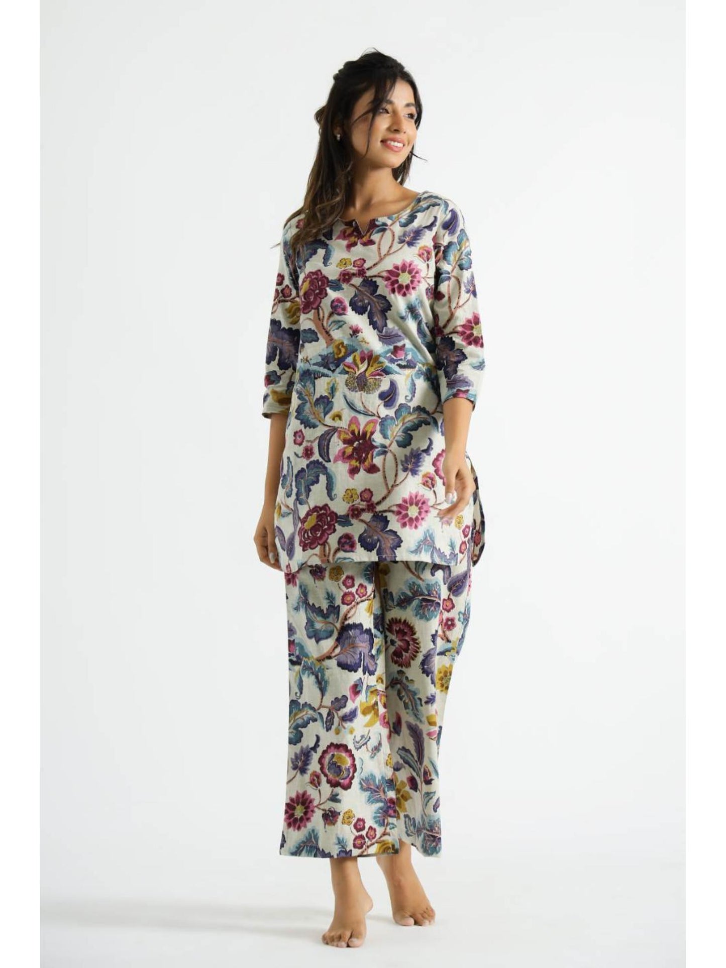 Womens Beige Printed Stylish &amp; Comfortable Co-Ord Set