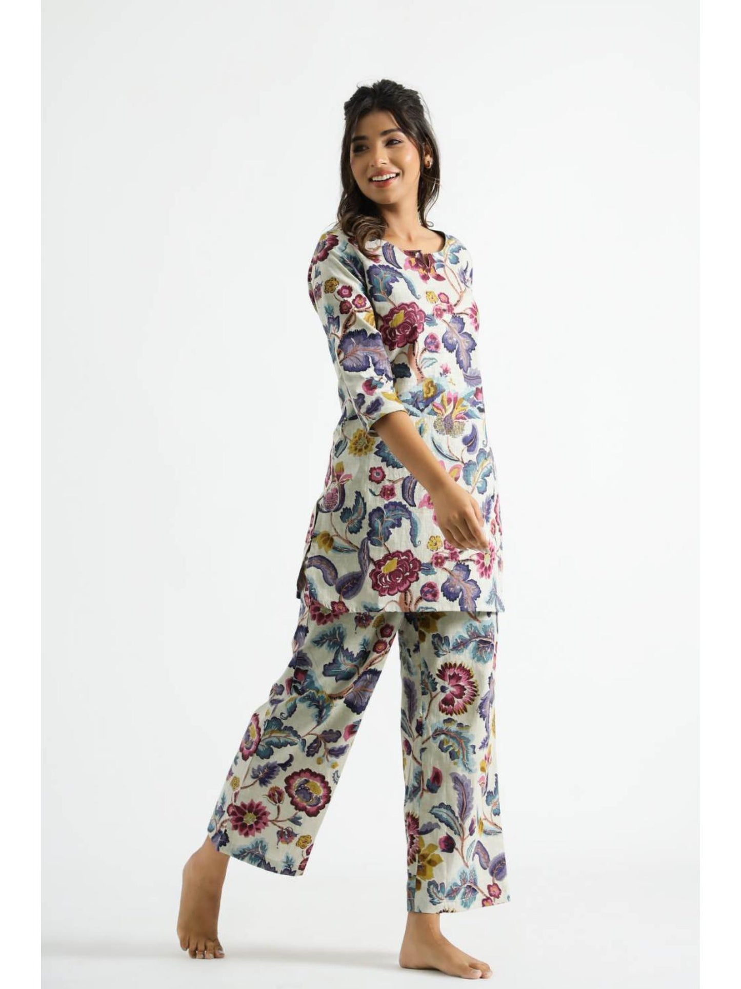 Womens Beige Printed Stylish &amp; Comfortable Co-Ord Set