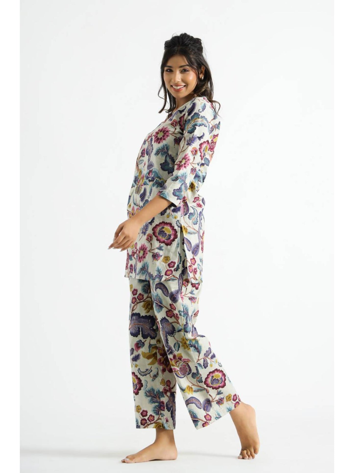 Womens Beige Printed Stylish &amp; Comfortable Co-Ord Set