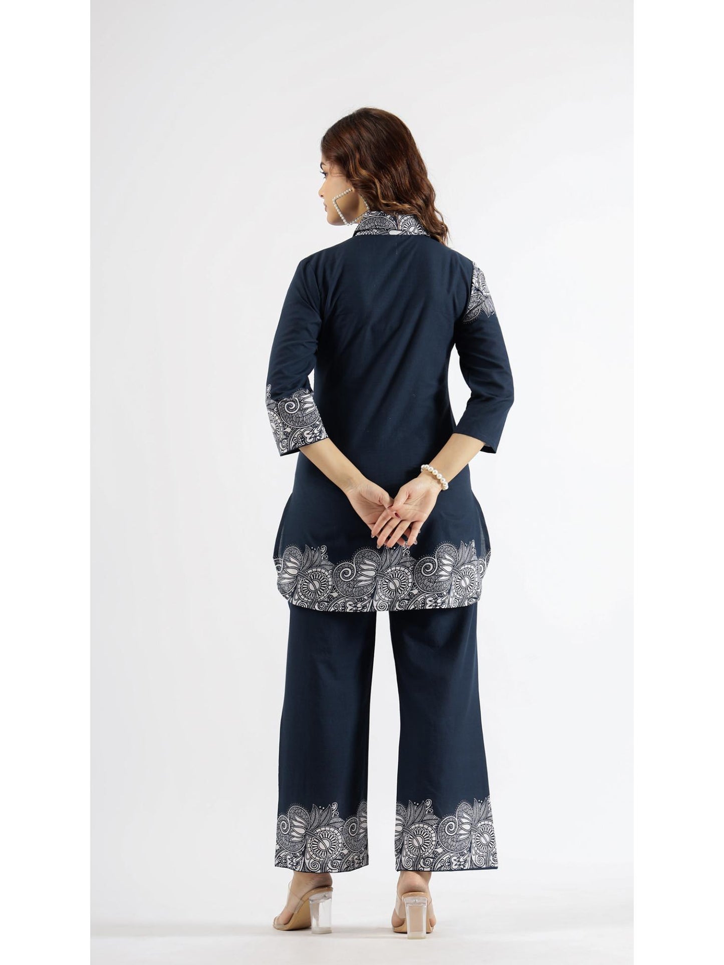 Womens Navy Blue Printed Stylish &amp; Comfortable Co-Ord Set
