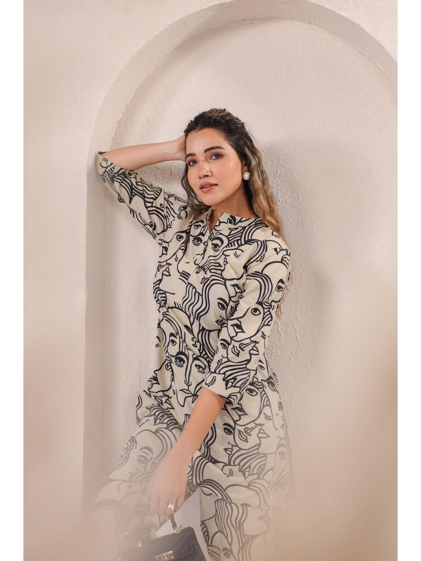 Womens Beige Printed Stylish &amp; Comfortable Co-Ord Set