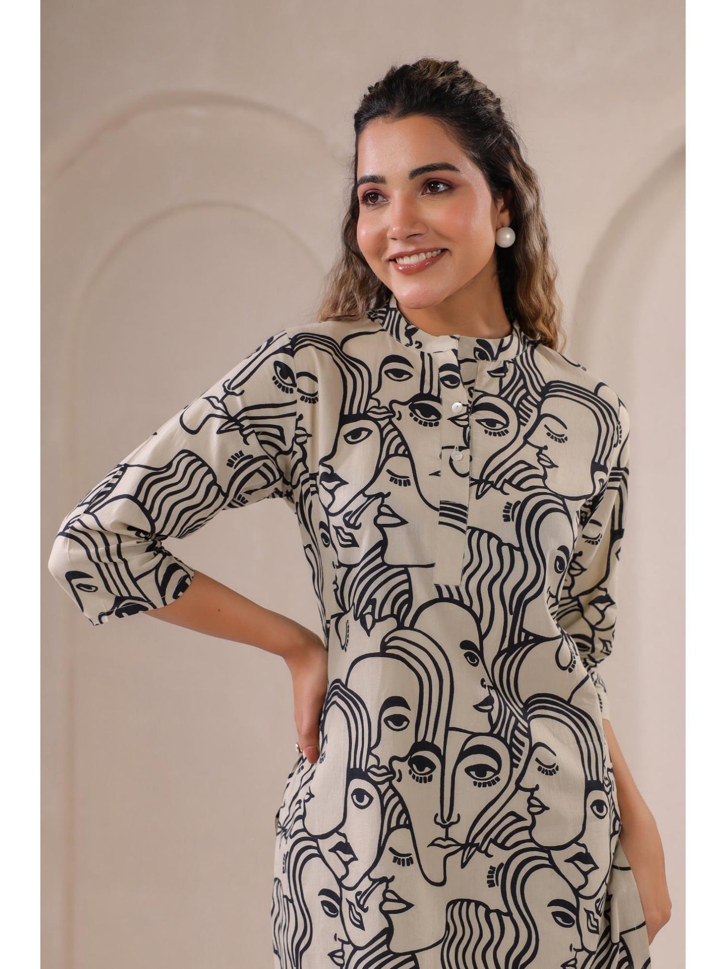 Womens Beige Printed Stylish &amp; Comfortable Co-Ord Set