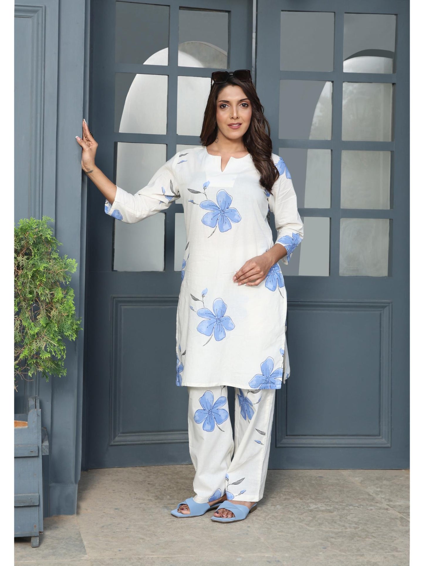Womens White Printed Stylish &amp; Comfortable Co-Ord Set