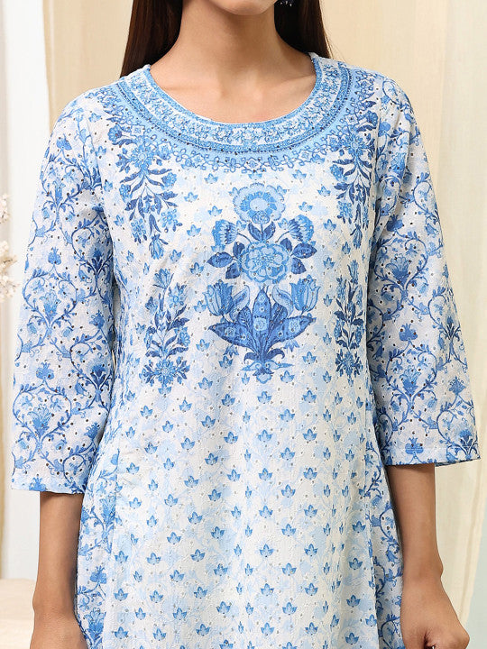 Biba Women Floral Printed Regular Pure Cotton Kurta with Palazzos & With Dupatta