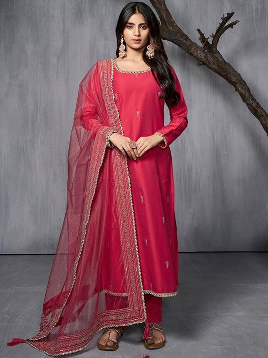 Inddus Ethnic Motifs Embroidered Zari Regular Pure Silk Kurta