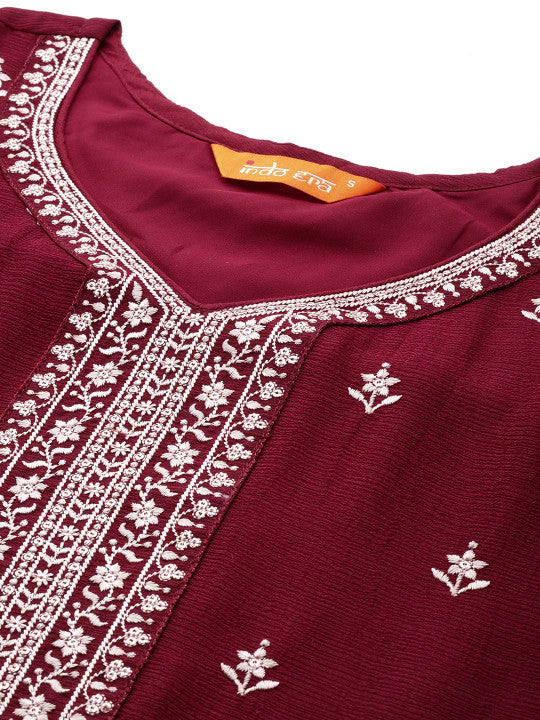 Indo Era Ethnic Motifs Embroidered Kurta with Sharara & Dupatta