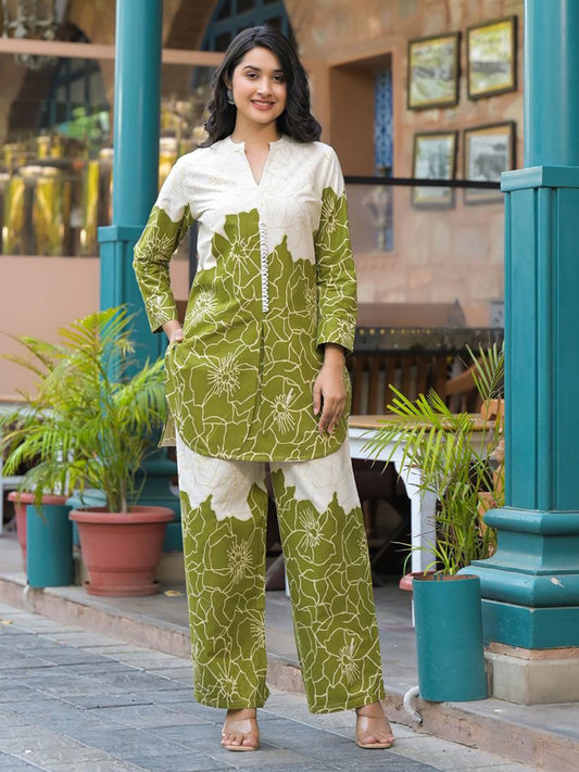 Green Floral Tunic and Palazzo (Set of 2)