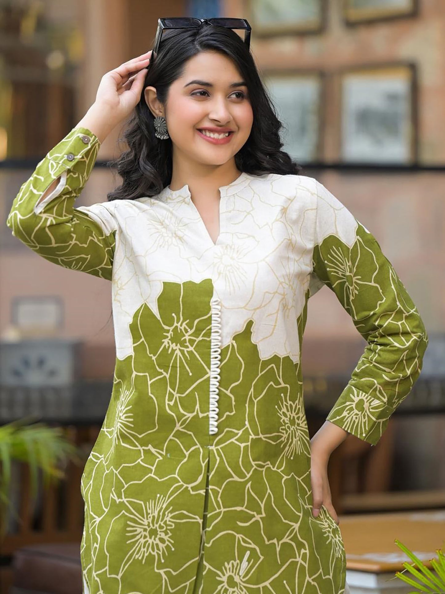 Green Floral Tunic and Palazzo (Set of 2)