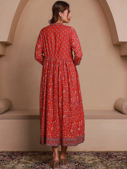 GULAB CHAND TRENDS Floral Printed Cotton Empire Ethnic Dresses