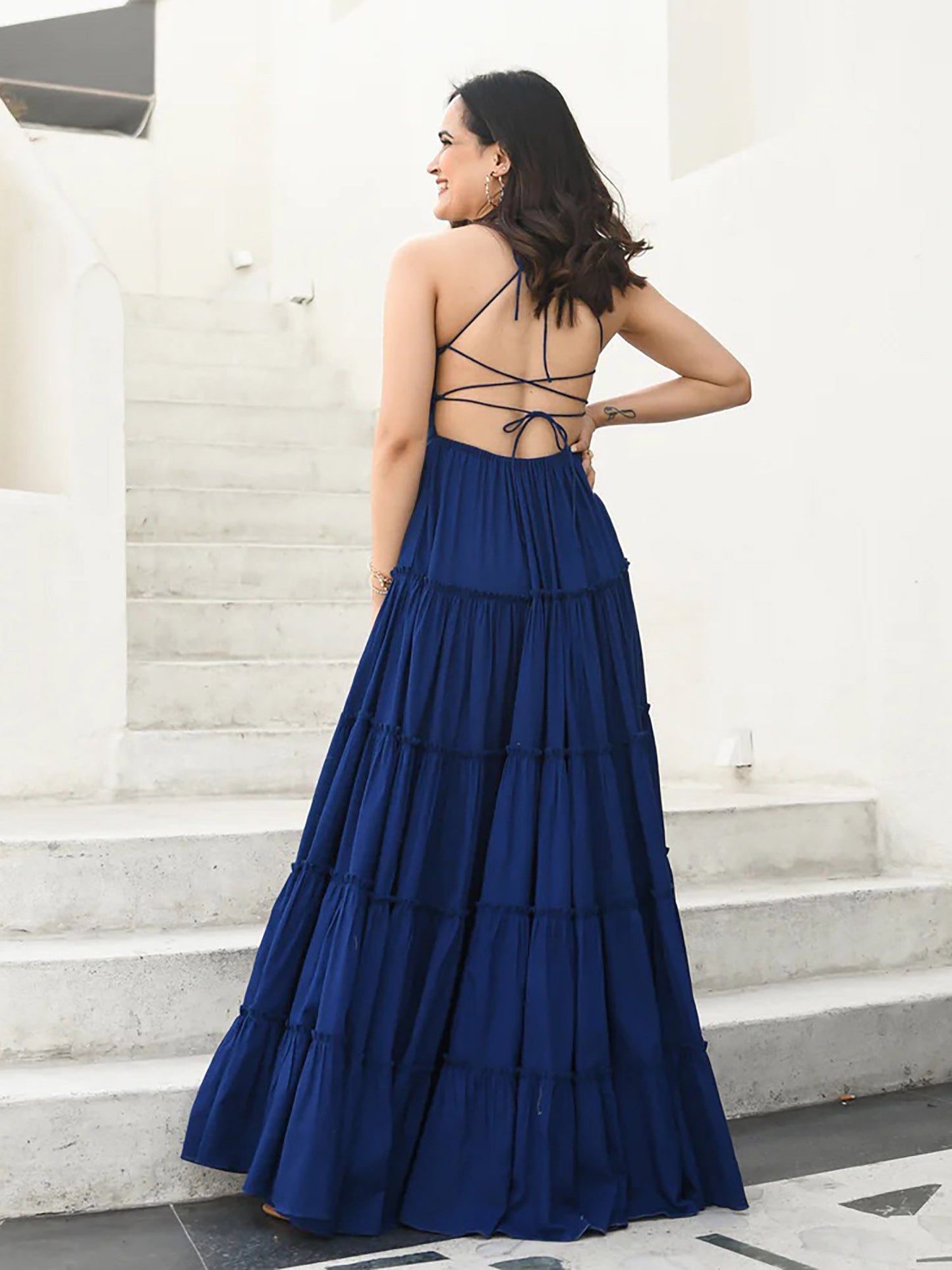 Admiral Cotton Backless Dress
