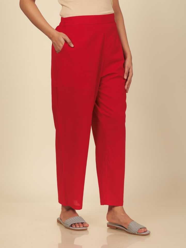 Soft Cotton Floral Straight Red Kurta